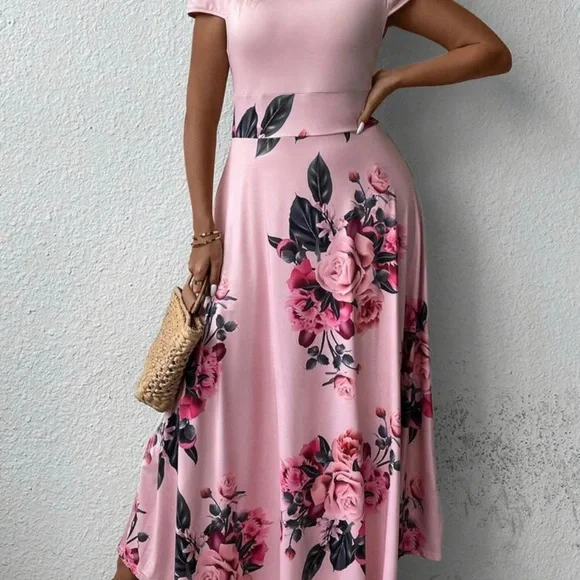 Long floral print dress - Picture 3 of 7